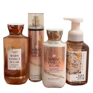 🆕-Bath & Body Works Warm Vanilla Sugar Set/4 Fragrance/Lotion/Hand Soap/Wash
